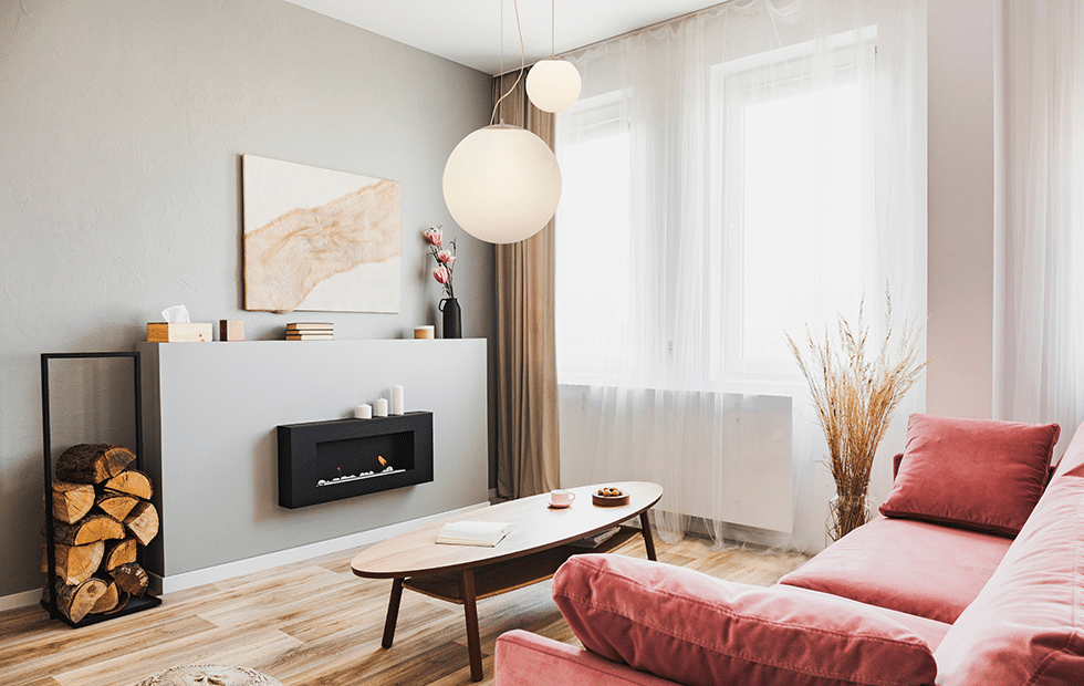 glass pendant lights in living room