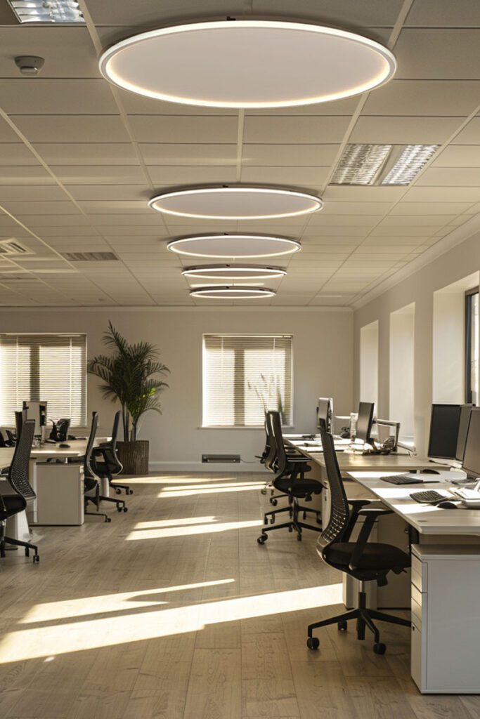 big round lights in office space