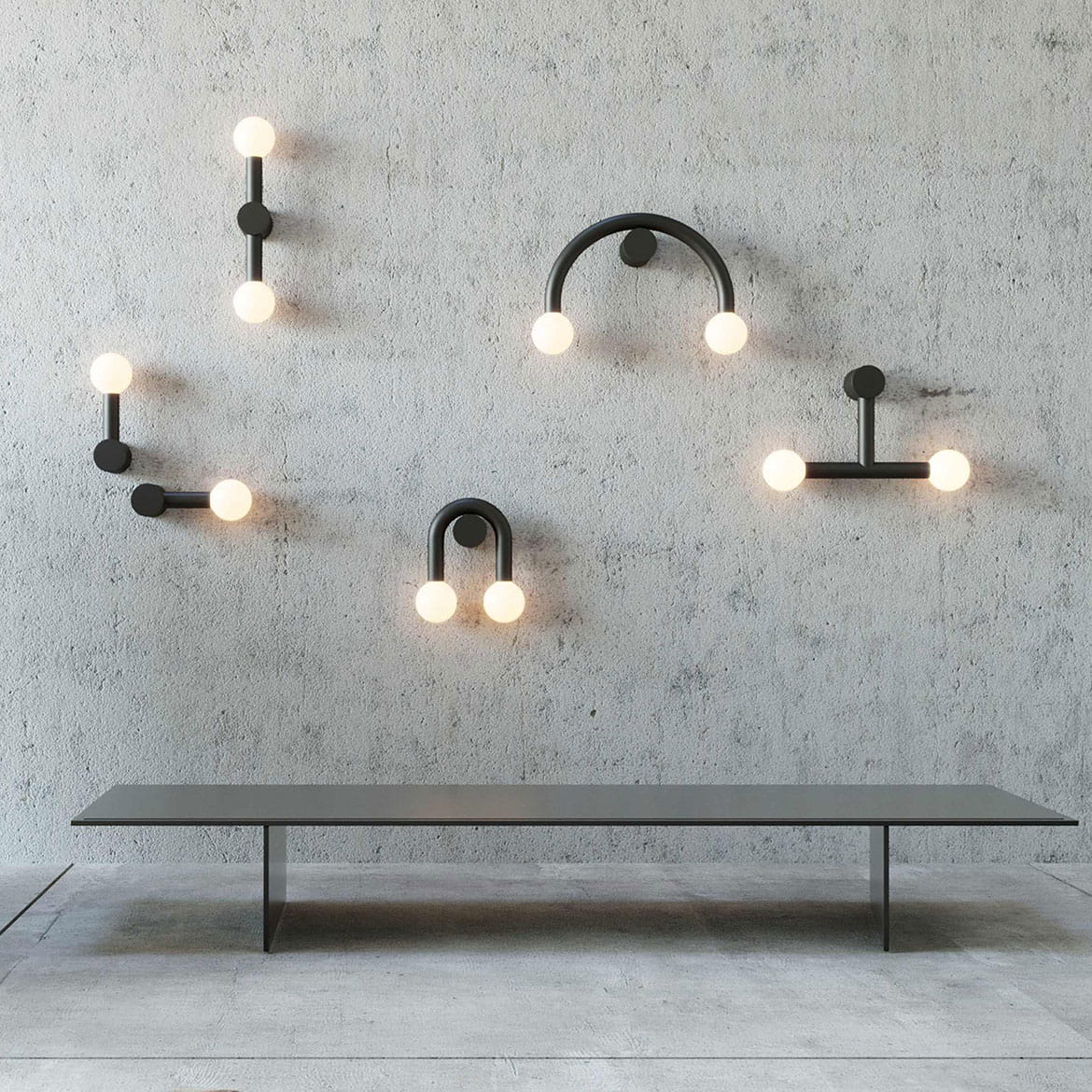 cluster of Robin Lamps on wall